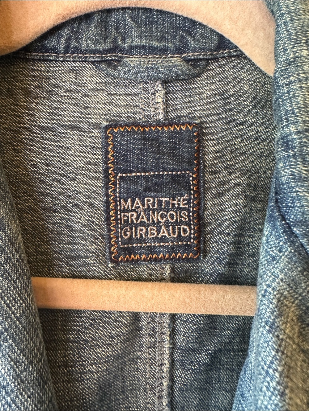 Marithe Francois Girbaud Light Blue Denim Jacket with Contrast Stitching